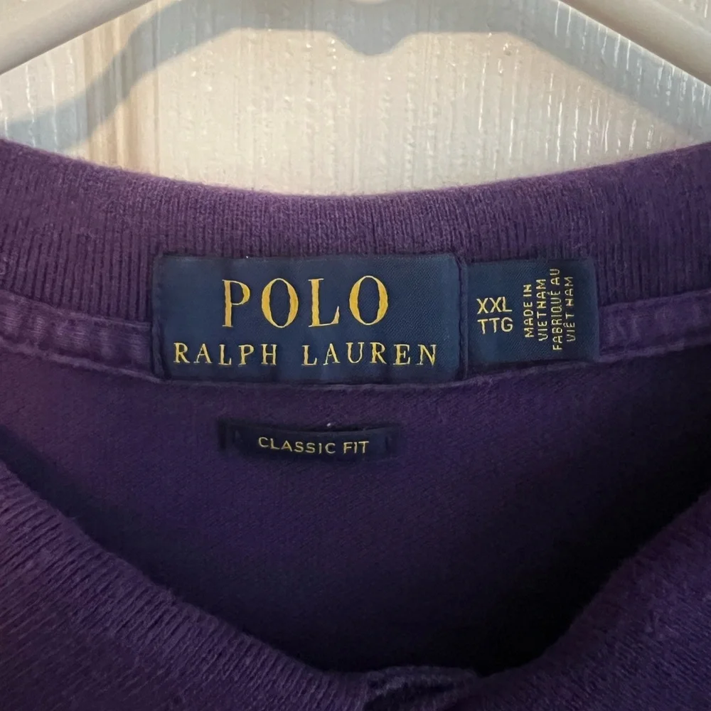Polo Ralph Lauren Men's XXL Purple Cotton Classic Fit Short Sleeve Polo Shirt - Picture 4 of 4
